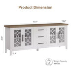 GustoWave Farmhouse TV Stand for 70 Inch,with Glass Door,2 Storage Door and 3 Drawer, Console Table with Shelves for Bedroom Living Room