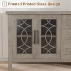 GustoWave Farmhouse TV Stand for 70 Inch,with Glass Door,2 Storage Door and 3 Drawer, Console Table with Shelves for Bedroom Living Room