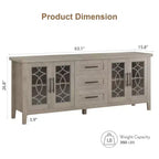 GustoWave Farmhouse TV Stand for 70 Inch,with Glass Door,2 Storage Door and 3 Drawer, Console Table with Shelves for Bedroom Living Room