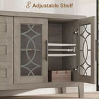 GustoWave Farmhouse TV Stand for 70 Inch,with Glass Door,2 Storage Door and 3 Drawer, Console Table with Shelves for Bedroom Living Room