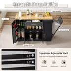 Okak Modrn Kitchen Island with Doors & Center Drawer & Trash Can Storage,Storage Cabinet Dining Sideboard for Kitchen,Dining Room