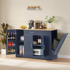 Okak Modrn Kitchen Island with Doors & Center Drawer & Trash Can Storage,Storage Cabinet Dining Sideboard for Kitchen,Dining Room