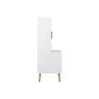 Whisen Kids Toy Storage Cabinet with Doors and Open Shelf, Modern Organizer with Natural Wood Legs - White