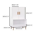 Whisen Kids Toy Storage Cabinet with Doors and Open Shelf, Modern Organizer with Natural Wood Legs - White