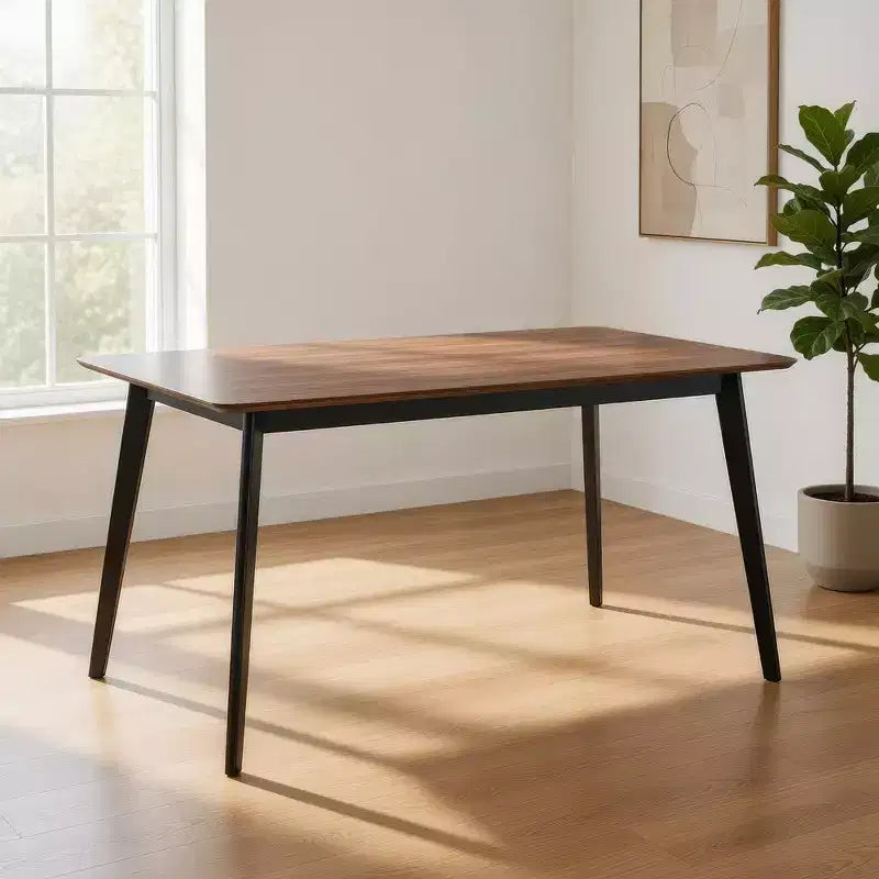 Royal Hampton Dining Table, 59 Inch Rectangular Brown Top, Scandinavian Black