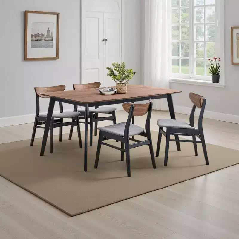 Royal Hampton Dining Table, 59 Inch Rectangular Brown Top, Scandinavian Black