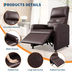 COZONY Power Recliner Chair with Heat & Massage, Adjustable Electric PU Leather Recliner, Tall Back, Padded Seat, Home Theater Sofa for Living Room