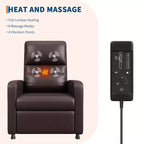 COZONY Power Recliner Chair with Heat & Massage, Adjustable Electric PU Leather Recliner, Tall Back, Padded Seat, Home Theater Sofa for Living Room