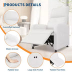COZONY Power Recliner Chair with Heat & Massage, Adjustable Electric PU Leather Recliner, Tall Back, Padded Seat, Home Theater Sofa for Living Room