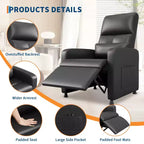 COZONY Power Recliner Chair with Heat & Massage, Adjustable Electric PU Leather Recliner, Tall Back, Padded Seat, Home Theater Sofa for Living Room