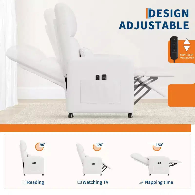 COZONY Power Recliner Chair with Heat & Massage, Adjustable Electric PU Leather Recliner, Tall Back, Padded Seat, Home Theater Sofa for Living Room