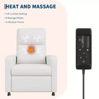 COZONY Power Recliner Chair with Heat & Massage, Adjustable Electric PU Leather Recliner, Tall Back, Padded Seat, Home Theater Sofa for Living Room