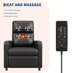 COZONY Power Recliner Chair with Heat & Massage, Adjustable Electric PU Leather Recliner, Tall Back, Padded Seat, Home Theater Sofa for Living Room