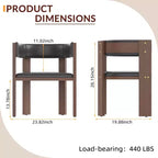 Mid Century Modern Dining Chairs, PU Leather Upholstered Kitchen Chairs Set of 3 with Accent Curved Backrest & Rubber Wood Frame