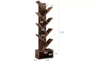 GustoWave Tier Wooden Tall Bookshelf with Storage, Corner Bookshelf, Tree Bookshelf, for Living Room, Bedroom, Home Office