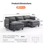 Modern grey Chenille yarn modular segmented sofa, adjustable combination L-shaped sofa, Flexible Combination Living Room Furniture, Blue