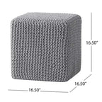 Knitted Footstool, Square Upholstered Footstool, Small furniture, Suitable For Living Room and Bedroom, No Assembly Required.