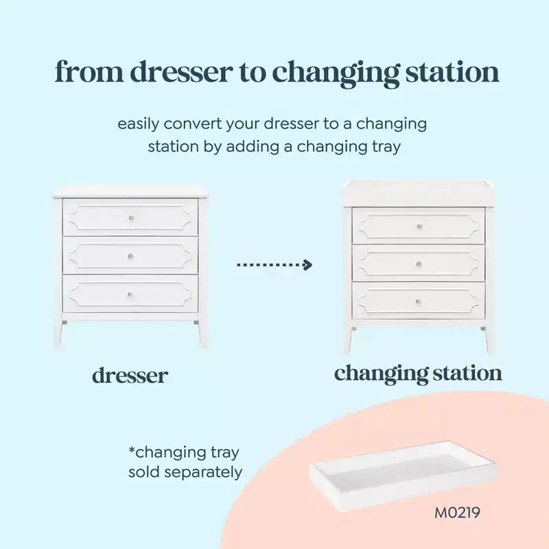 daVinci Chloe Regency 3-Drawer Dresser - White