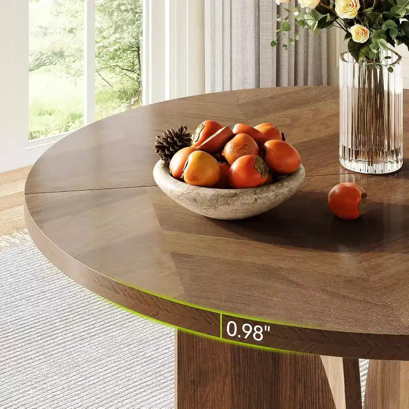 Lantine 39-Inch Round Dining Table for 4, Rustic Kitchen Table with X-Shaped Stable Pedestal, Dinner Table for Dining Room, Living Room