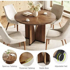 Lantine 39-Inch Round Dining Table for 4, Rustic Kitchen Table with X-Shaped Stable Pedestal, Dinner Table for Dining Room, Living Room