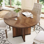 Lantine 39-Inch Round Dining Table for 4, Rustic Kitchen Table with X-Shaped Stable Pedestal, Dinner Table for Dining Room, Living Room