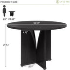 Lantine 39-Inch Round Dining Table for 4, Rustic Kitchen Table with X-Shaped Stable Pedestal, Dinner Table for Dining Room, Living Room