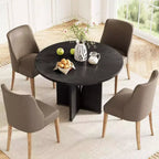 Lantine 39-Inch Round Dining Table for 4, Rustic Kitchen Table with X-Shaped Stable Pedestal, Dinner Table for Dining Room, Living Room