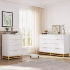 Wooden drawer cabinet, modern tall storage unit with anti-tip device, suitable for bedrooms, living rooms, and hallways.