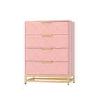 Wooden drawer cabinet, modern tall storage unit with anti-tip device, suitable for bedrooms, living rooms, and hallways.