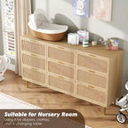 Rattan chest of drawers for the bedroom, large-capacity drawer cabinets for the wardrobe, suitable for the living room, hallway, and children's room.