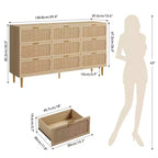 Rattan chest of drawers for the bedroom, large-capacity drawer cabinets for the wardrobe, suitable for the living room, hallway, and children's room.