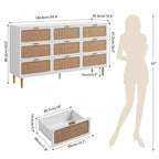 Rattan chest of drawers for the bedroom, large-capacity drawer cabinets for the wardrobe, suitable for the living room, hallway, and children's room.