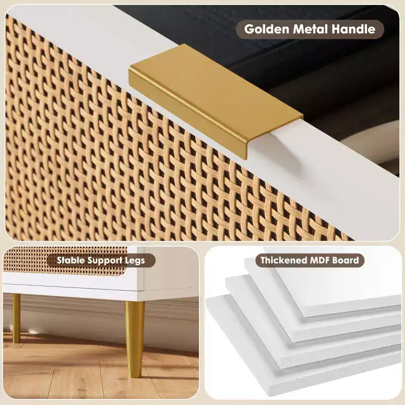 Rattan chest of drawers for the bedroom, large-capacity drawer cabinets for the wardrobe, suitable for the living room, hallway, and children's room.