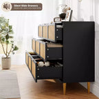 Rattan chest of drawers for the bedroom, large-capacity drawer cabinets for the wardrobe, suitable for the living room, hallway, and children's room.