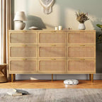 Rattan chest of drawers for the bedroom, large-capacity drawer cabinets for the wardrobe, suitable for the living room, hallway, and children's room.