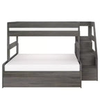 Modern Farmhouse Twin Over Full Bunk Bed With Staircase and Trundle