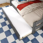 Modern Farmhouse Twin Over Full Bunk Bed With Staircase and Trundle