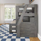 Modern Farmhouse Twin Over Full Bunk Bed With Staircase and Trundle