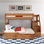 Modern Farmhouse Twin Over Full Bunk Bed With Staircase and Trundle