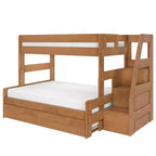 Modern Farmhouse Twin Over Full Bunk Bed With Staircase and Trundle