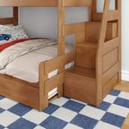 Modern Farmhouse Twin Over Full Bunk Bed With Staircase and Trundle