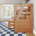 Modern Farmhouse Twin Over Full Bunk Bed With Staircase and Trundle