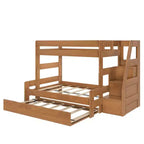 Modern Farmhouse Twin Over Full Bunk Bed With Staircase and Trundle