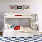 Modern Farmhouse Twin Over Full Bunk Bed With Staircase and Trundle