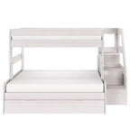 Modern Farmhouse Twin Over Full Bunk Bed With Staircase and Trundle