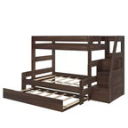 Modern Farmhouse Twin Over Full Bunk Bed With Staircase and Trundle