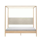 Harbor King Canopy Bed with Upholstered Headboard, Blonde/Swiss Coffee (MD2411-01)