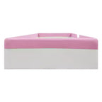 Twin/King Upholstered Daybed Frame with Fence and Stairs, Montessori Kids Floor Bed with Sturdy Slat Support, Pink+White