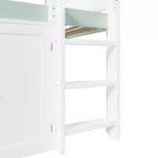 Whisen Full Size Loft Bed, House-Inspired Design with Canopy Roof and Storage Cabinet