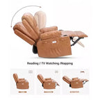 Oversized Padded Swivel Rocking Recliner Chair with Heat and Massage  Comfy Faux Leather Swivel Rocker Reclining Single Sofa for Adults